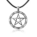 SILVER MOUNTAIN Sterling Silver 925 Pentagram Necklaces Seal of Solomon Pendant with Wax Cord Black Rope, 28"+2"