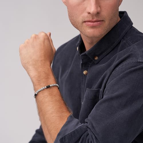 Image of Fossil Men's Plated Stainless Steel Engravable Personalized Gift ID, Chain or Cuff Bracelet for Men