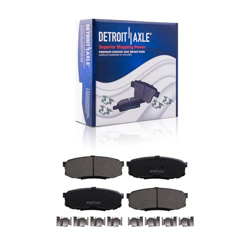 Image of Detroit Axle - Rear Brake Kit for 07-21 Toyota Tundra 08-21 Sequoia | Land Cruiser, Drilled & Slotted Brake Rotors 2008-2013-2021 Ceramic Brake Pads Replacement 13.58 inch inch Rotors