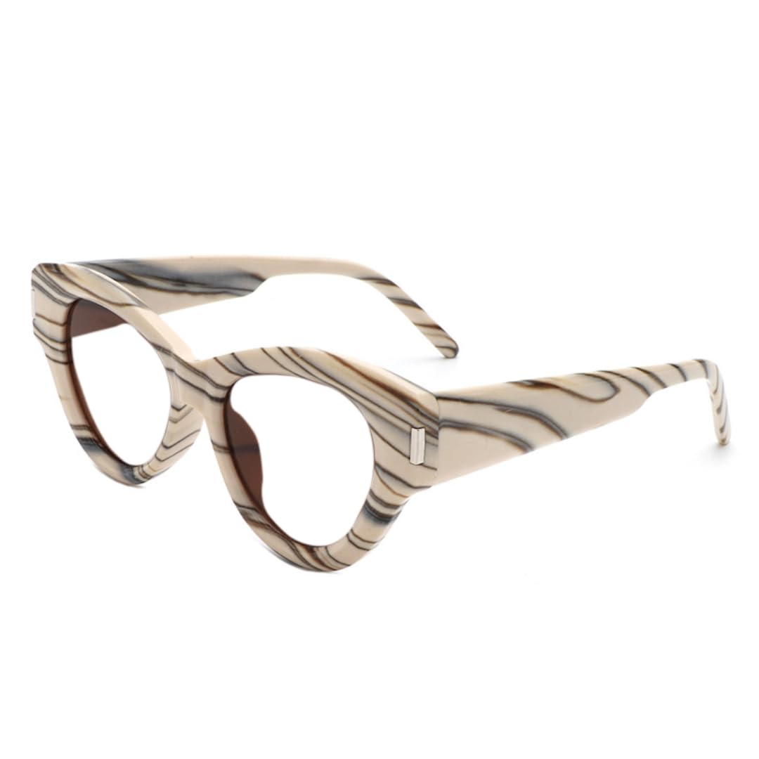 Lunettes œil de chat à effet miroir et monture géométrique à rayures - 3