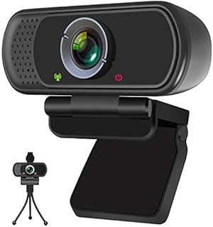 Webcam, HD Webcam 1080P with Privacy Shutter and Tripod Stand, Pro Streaming Web Camera with Microphone, Widescreen USB Computer Camera for PC Mac Laptop Desktop Video Calling Conferencing Recording