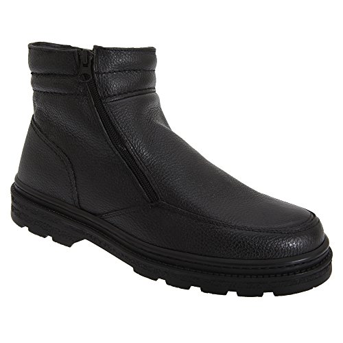 Roamers CALLUM Mens Twin Zip Leather Warm Ankle Boots Black