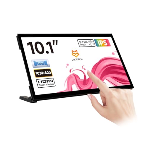 Image of KLAYERS LUCKFOX Touchscreen for Raspberry Pi,10.1inch HDMI 1024 x 600 Plug&Play Portable Monitor with Stand,10 Point Touch LCD Display with Dual-Track Speakers,Second Screen for Laptop PC