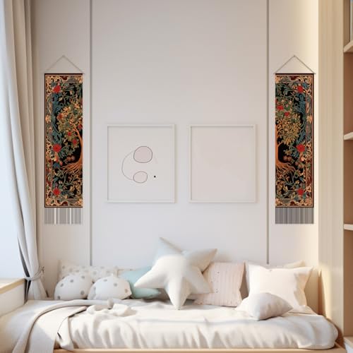 SUPERDANT Tree of Life Tapestry Gothic Wall Tapestry Moon Stars Wall Blanket Pack of 2 Tapestries Long Tapestries Wall Hanging with Tassel for Living Room Bedroom Dorm Backdrop Decorations - Image 4