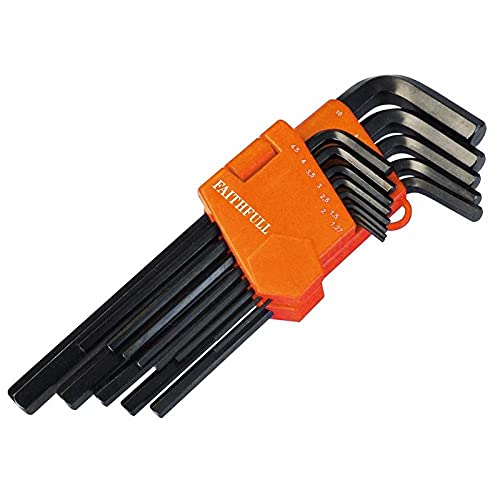 Long Arm Hex Key Set, 13 Piece (1.3-10mm), Multi-coloured, Long series Metric