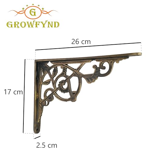 Image of Metal Handcrafted Shelf Bracket for Floating Shelves L Angle Decorative L Shaped Corner Brace Joint Heavy Duty Wall Mounted Shelf Supporter Corner Brace Holder (Pack of 2, Antique)
