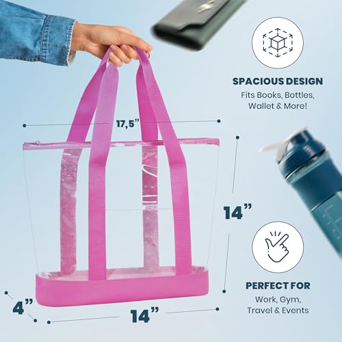 Image of Handy Laundry Clear Tote Bag - Zipper Closure, Long Shoulder Strap, Fabric Trimming.
