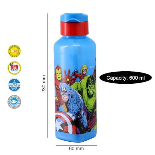 Image of SKi Homeware Lock & Seal Disney Lunch Box + Water Bottle Combo, for School Kids, a Gift for Girls and Boys with Attractive Character Prints and Vibrant Colours (Avengers)