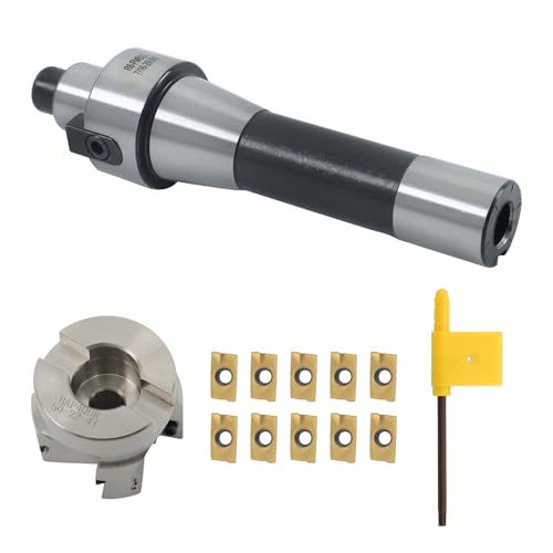 TJHSM 10Pcs APMT1604 Inserts R8 FMB22 Shank Mill Arbor and T15 Wrench and End Milling 400R 50MM with 10Pcs APMT1604 Inserts for Milling CNC Machine Tools