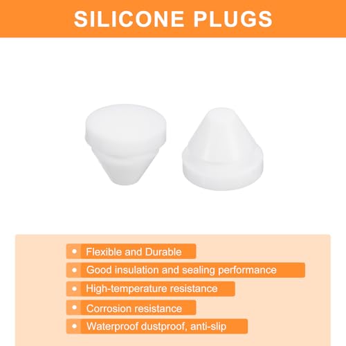 Image of uxcell 16 Pcs Silicone Plugs, Rubber Round Snap in Locking Hole Plugs for 9-10mm Hole, Hole Stoppers Waterproof Hole Plug for Metal Tube, Furniture End Caps Inserts, White