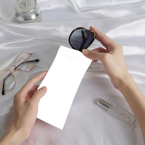 Image of Anikathy 2Pcs Sunglass Eyeglass Glasses Case Soft PU Leather with Cleaning Cloth Portable Glasses Pouch Bag for Men Women