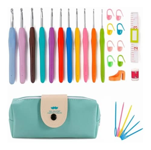 Lista de Kits de ganchillo - los preferidos. 41 Ganchillos para Crochet, 30pcs Kits de Agujas Ganchillos Ergonómico con Bolso, Agujas de Tejer con Suave Antideslizante Mangos de Goma, Crochet Hooks Regalo de Novatos y...