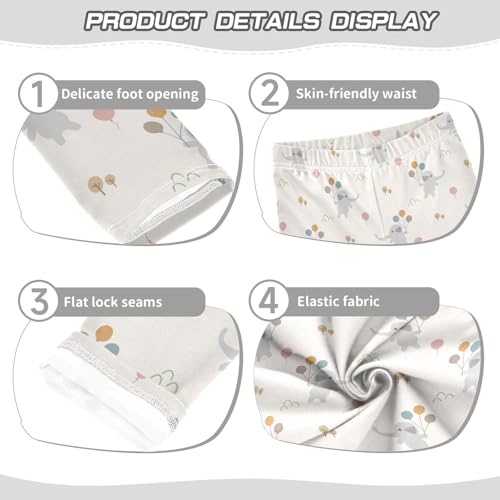 Elephant Balloon Girls Leggings,Workout Leggings for Girls Toddler Athletic Legging Size for 3-10T3