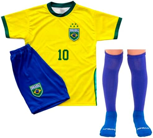 Kit Conjunto Futebol Brasil Infantil Torcedor Brasileiro + Meião ...
