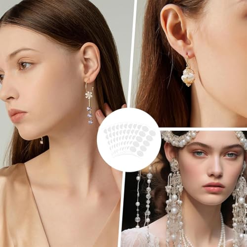 400 Stück Ohrringe Abkleben Sport, Transparente PE Ohrpassstücke zur Unterstützung von Ohrläppchen und zum Abkleben von Ohrringen bei schweren Ohren oder Droopy Ohren