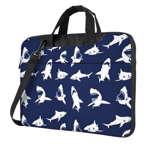 Sac ordinateur portable polyvalent imprimé requin homme femme avec sacoche bandoulière
