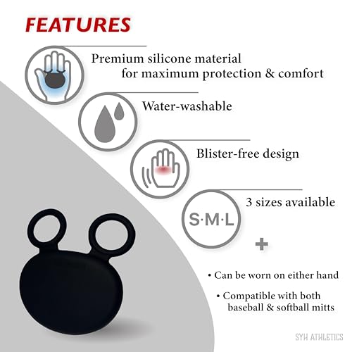 Palm Guard for Baseball & Softball in 3 Sizes (Youth/Adult)- Silicone Catcher Hand Protector Shield, Glove Padding Accessory Gear, Shock Training Aid, Injury Sting Prevention Infielder Hockey (Medium)
