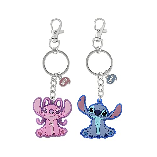 Disney Lilo & Stitch - Juego de llaveros para mejor amiga, color rosa y azul, Azul y rosa., Talla única