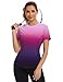 Avoogue Workout Tops for Women Breathable Athletic UPF50+ Sun Protection Shirts Summer Running Yoga Swim Outfits 2026(Gradient Purple,M)