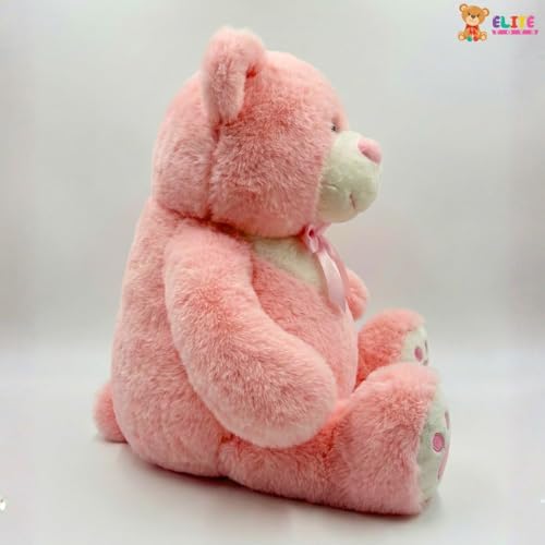 Image of ELITE CREATIONS Pink Teddy Bear Soft Toy 55 cm | Big Plush Teddy Bear with Bow | Cute Huggable Stuffed Bear for Kids Girls | Birthday Gift Soft Toy