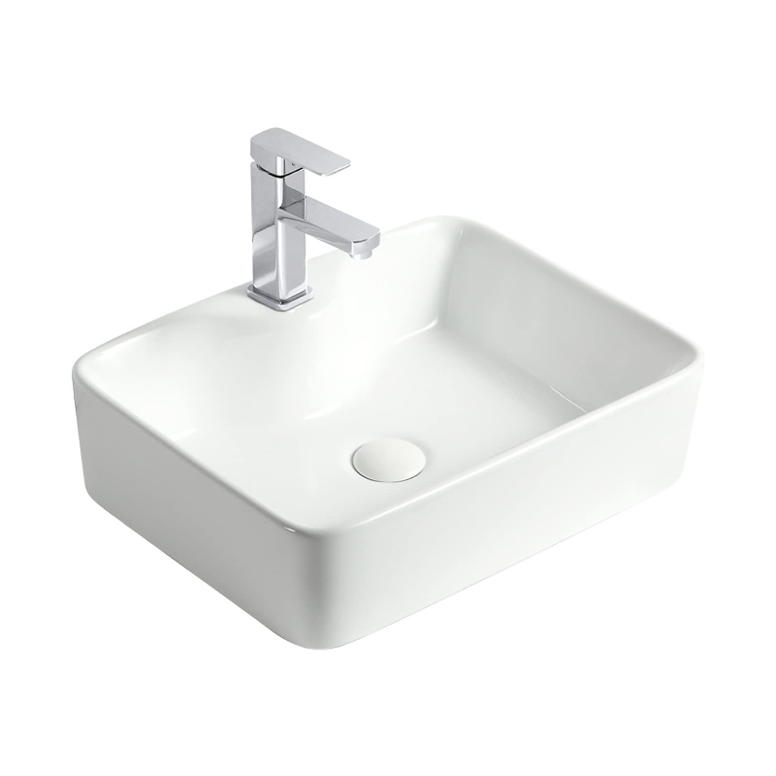Sjdopulse White Countertop Sink, Countertop Sink, 48.8 X 37.6 Cm, Rectangular Bathroom Sink, Countertop Ceramic Sink With Tap, Basin, Bathroom Sink, Small