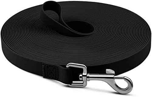 Taglory Training Lead for Dogs, 15m Waterproof Long Line Dog Leads for Medium Large and Extra Large Dogs, Recall Lead for Training Walking Camping,Black
