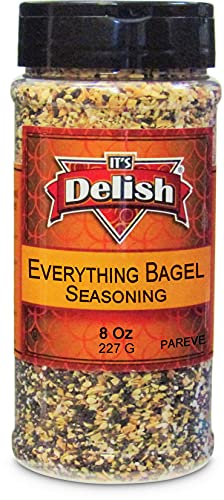 Everything Bagel Seasoning Blend by It's Delish, 9 OZ Medium Jar – Premium All Natural Bagel Spice Seasoning Mix With Salt for Bagels, Buns, Bread, Salad Topping Seasonings for Food - USA Made, Keto, Vegan, Kosher