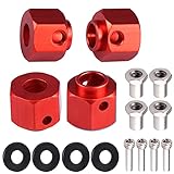 AIMROCK Aluminum Thickened 12mm Hex Wheel Hubs Adapters w/Spacers for 1/10 TRX-4 TRX-6 RC Crawler (Red, 9mm)