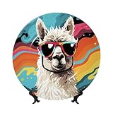 Dimensions et taille : l'alpaga portant des lunettes de soleil en céramique mesure 25,4 cm de diamètre, offrant la taille parfaite pour un affichage mural ou une décoration de table élégant et accrocheur. Assiettes décoratives en céramique idéales pour compléter les petits et grands espaces.