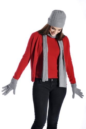 Cashmere Boutique: 100% Pure Cashmere Scarf, Hat and Gloves Set (8 Colors, One Size)