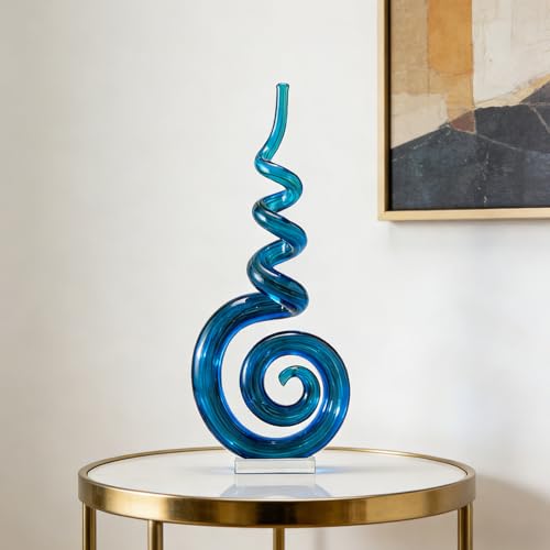 Estatua de vidrio estilo Murano 15 pulgadas azul miniatura 7