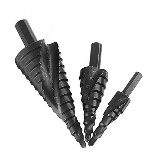 KLKVTGWGZK 3Pcs 4-32MM Cobalt Step Drill Bit Set High Speed Steel Spiral for Metal Cone Triangle Shank Hole Bit Hole Opener Tool Parts(3pcs)