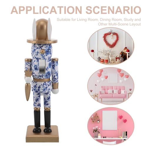 Statue de Lapin Décorative Compacte Casse-Noisette Pâques Bois
