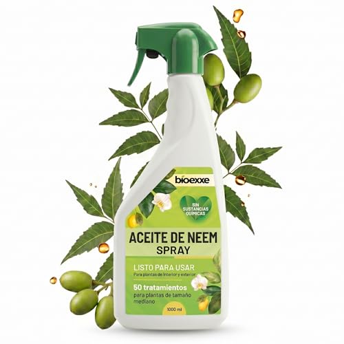 BIOEXXE Aceite De Neem Para Plantas - Aceite De Neem Puro Oil For Plants Protección Natural Cultivos frente a Pulgones, Cochinillas, Mosca Blanca, Trips y Ácaros - Jardín y Cultivos - Botella 1000 ml
