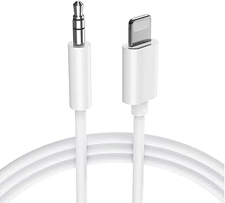 Kawer Aux Cord for iPhone, L-ightning to 3.5mm Audio Cable for Car, Headphone Jack Adapter Compatible with i-Phone 12/11/XS/XR/X/8/7/6/i-Pad to Car/Home Stereo/Headphone/Speaker (3.3ft) -white