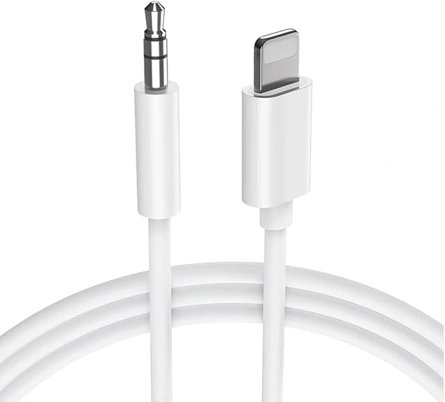 Kawer Aux Cord for iPhone, L-ightning to 3.5mm Audio Cable for Car, Headphone Jack Adapter Compatible with i-Phone 12/11/XS/XR/X/8/7/6/i-Pad to Car/Home Stereo/Headphone/Speaker (3.3ft) -white