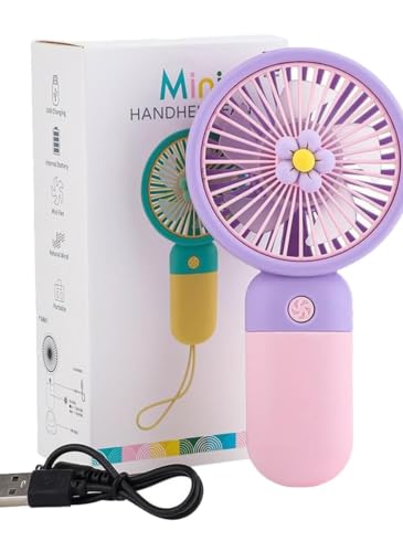 Image of Portable Rechargeable Mini Fan | 400mAh USB Handheld Small Fan with 3 Speed Modes | Silent Personal Pocket Cooling Fan for Travel, Office Desk, Makeup, Kitchen, and Kids (Multicolor)