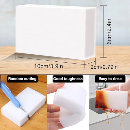 Image of Slyford Pack of 4 Magic Eraser Sponge for Home, Multi-Surface Cleaning Sponge, Magic Cleaning Sponge for Kitchen, Bathroom, Bathtub, Sink, Wall Cleaner, Furniture (White)