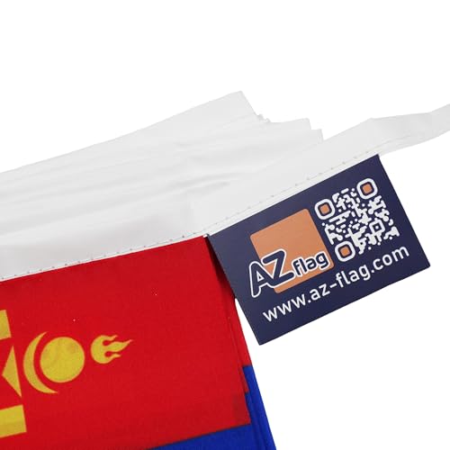 Image of AZ FLAG Mongolia 6 meters BUNTING Flag 20 flags 9'' x 6'' - Mongolian STRING flags 15 x 21 cm