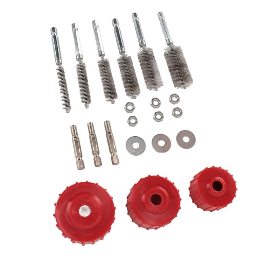 Image of Zerodis Copper Pipe Cleaner Set, Brass Pipe Cleaner 1 /2 3 /4 1 Inch Power Drill Tube Cleanings Brush Stainless Steel Wire for Soldering Welding Plumbing