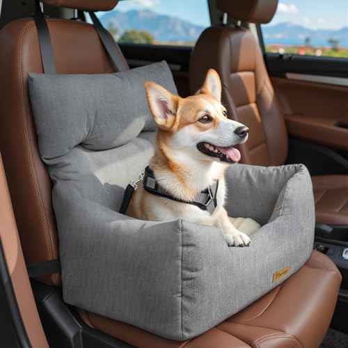 Tivray Seggiolino Auto per Cani di Piccola Taglia, Seggiolino Auto per Cani di Piccola Taglia con Peso Inferiore a 20 Libbre, Morbido Letto Portatile da Viaggio con Cintura di Sicurezza, Grigio