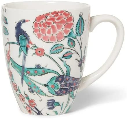 Metropolitan Museum of Art, Iznik Garden Covered Porcelain Mug with Tea Infuser in Gift Box, 10.5 oz