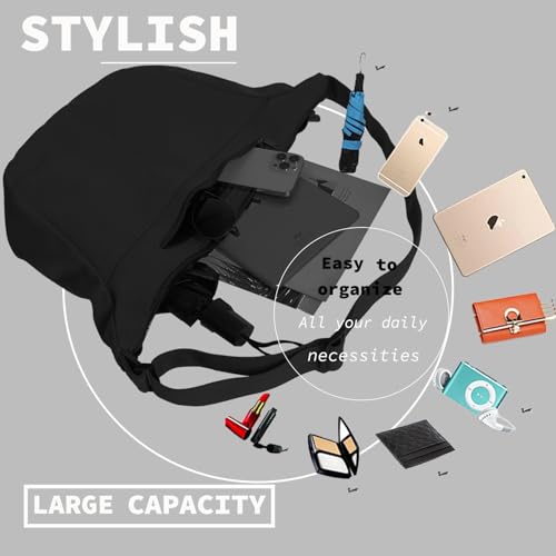 Canvas Crossbody Bag Large Hobo Crescent Bags Women Men Trendy Shoulder Tote Bag Dumpling Casual Adjustable Strap3