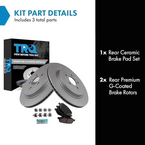 Image of TRQ Rear Brake Pad & Rotor Set Ceramic Coated Rotors Compatible with 2012 Lincoln MKS 2013-2014 MKT Ford Explorer Flex 2013-2019 Police Interceptor Sedan Taurus 2014-2018 Special Service Police Sedan