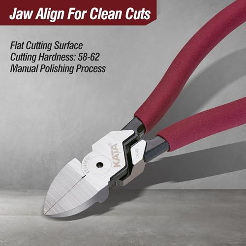 Image of KATA 6 Inch Premium Wire Cutters, Flush Cut Side Cutter for Home & Crafts | CR-V steel blade with thicker dipped grip for clean cuts on DIY, zip ties, sprues, soft wire, Jewelry making and 3D print
