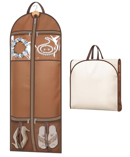 MISSLO 65" Dress Bag Carrier for Women with 4 Large Pockets Long Garment Bags for Travel
