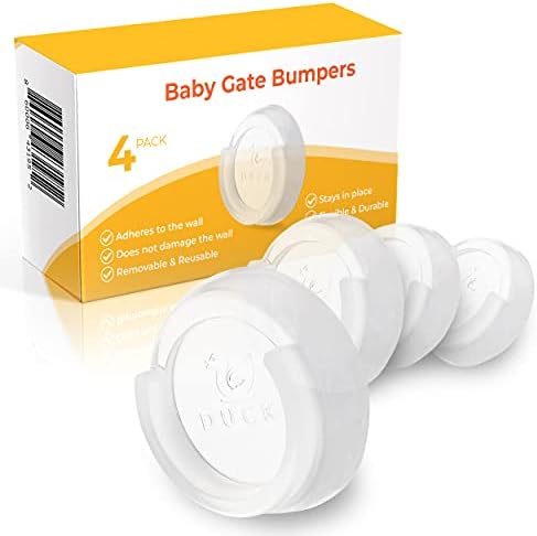 Ducki Designs Baby Gate Bumpers (Clear) - Self Adhesive Wall Protector for Baby Gate Fence - Removable, Reusable, Washable - Baby Safety Gate Wall Padding - Baby Gate Accessories - Child Proofing Kit
