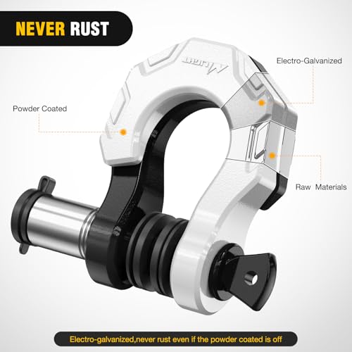 Image of Nilight 2 Pack 3 /4 inch D-Ring Separate Shackle with 7 /8 inch Lock Pin 45,000 lbs Break Strength, Off Road Recovery Shackle with Isolators Washers for Use with Tow Strap, Winch, Truck Vehicle (Black&White)
