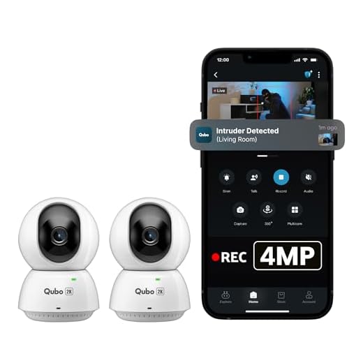 Qubo Smart 360 Ultra 2K 4MP 1440p WiFi CCTV Security Camera for Home from Hero Group | Mobile App | Two Way Talk | Night Vision | Cloud & SD Card Recording | Made in India | (Pack of 2)