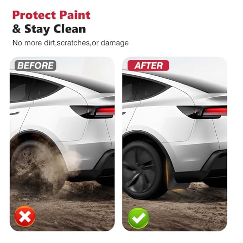 Image of Sunsdrew Mud Flaps for Tesla Model Y Juniper 2025 2026 - All Weather Guard Splash Juniper Guards Mudguards - No-Drill 4PCS Model Y Juniper Fender Flares Accessories